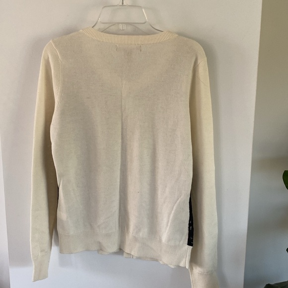 Banana Republic Women's Cream Black Wool Lace Overlay Button Up Cardigan S - Picture 3 of 4